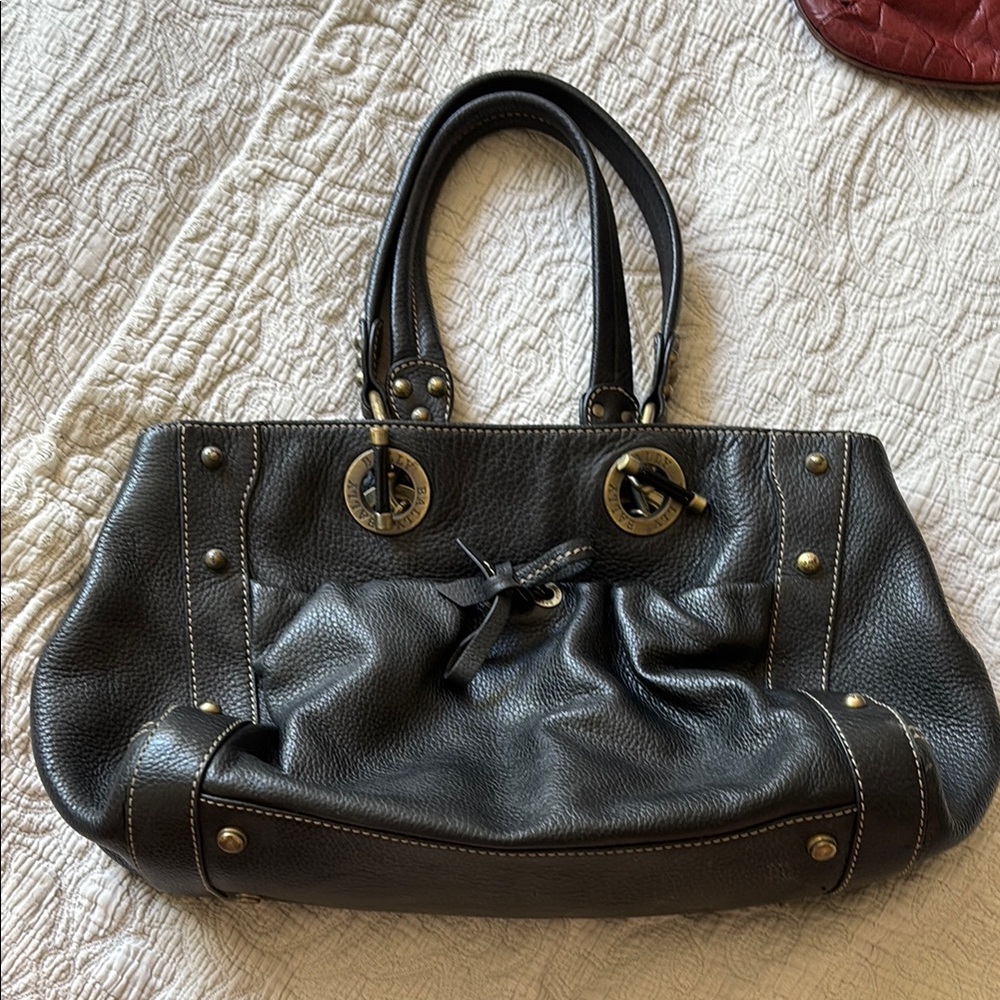 Bally Black Leather Shoulder Bag with Gold Hardware